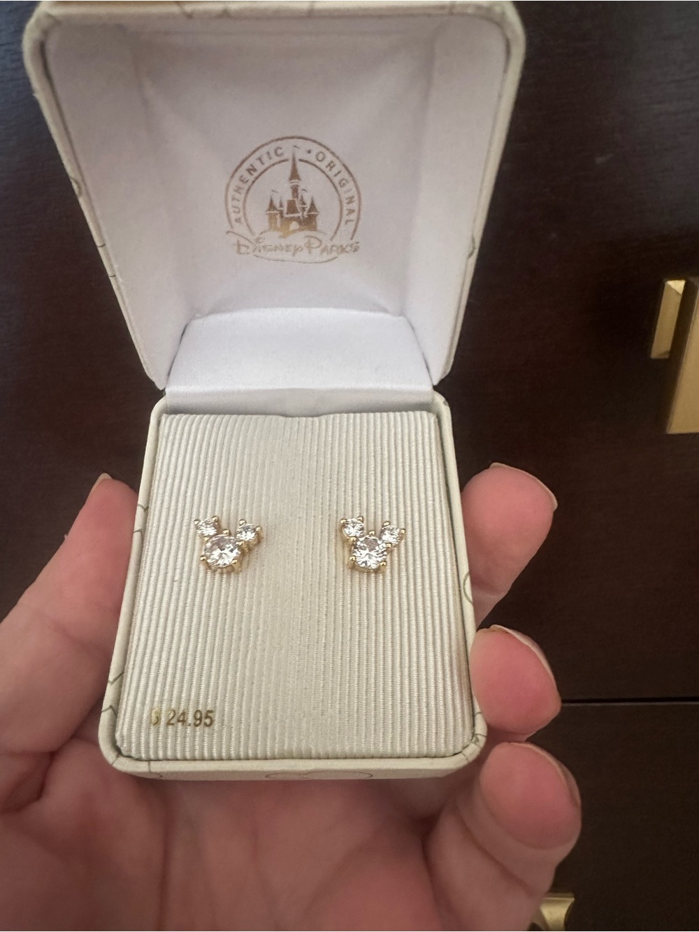 Disney Gold and Clear Crystal Mickey Mouse Stud Earrings